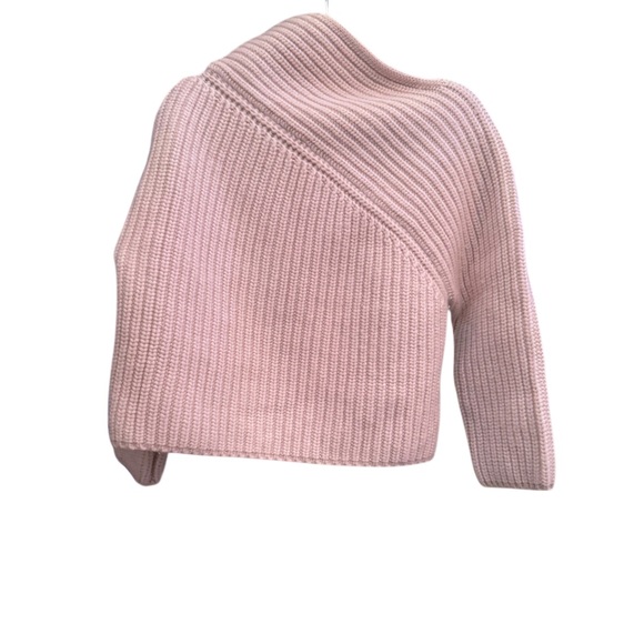 Zara Asymmetrical Soft Beige Ribbed Sweater Wool Blend - Picture 3 of 16